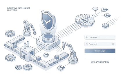 Ilustração de plataforma de inteligência industrial